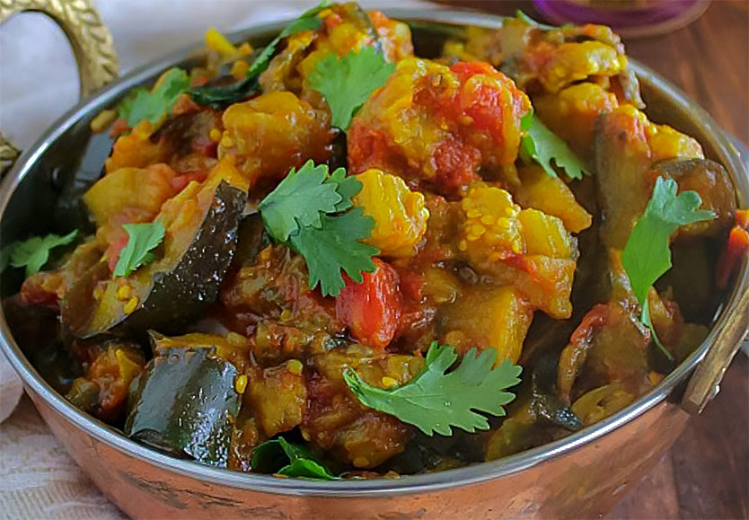 Spicy eggplant with tomatoes