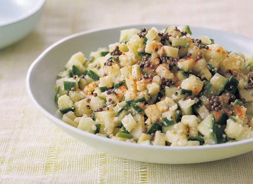 Crunchy cucumber salad with crushed peanuts